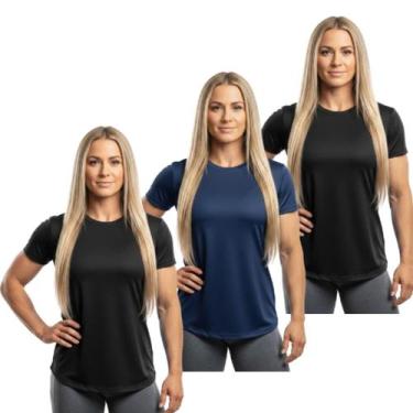 Imagem de Kit 3 Camisetas Femininas Manga Curta Dry Fit Trendixx  Leveza e Alta 