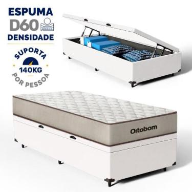 Imagem de Cama Box Baú com Colchão Espuma D60 Ortobom Force Dream 88 cm, Branco