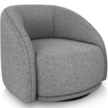 Imagem de Poltrona Decorativa Giratória Angelina M03 Linho Cinza Escuro - Lyam Decor