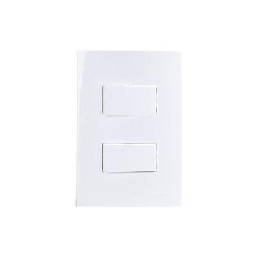 Imagem de Interruptor Simples Duplo Margirius Sleek 10a Com Placa 4x2 Branco