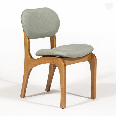 Imagem de Cadeira De Jantar Estofada Rafine Madeira Castanho Linho Verde