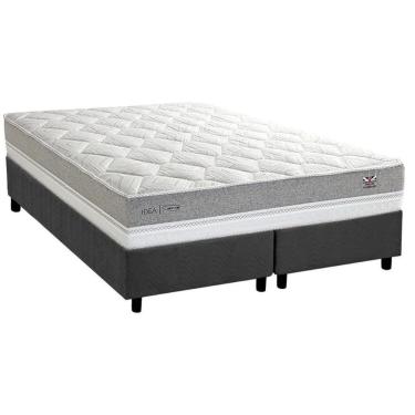 Imagem de Cama Box King: Colchão Molas Ensacadas Herval Maxspring C1672 + Base Crc Suede Gray (193x203)