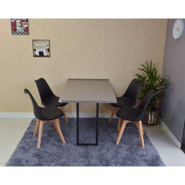Imagem de Conjunto Mesa Dobrável Volpi e 4 Cadeiras Leda Preta