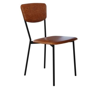 Imagem de Cadeira Estofada Para Sala De Jantar Village Preto C01 Courino Caramelo - Lyam Decor