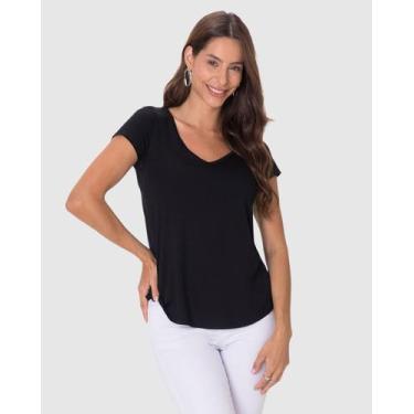 Imagem de Blusa Básica Feminina Mullet Decote V Em Viscose Stretch - Malwee, Pre