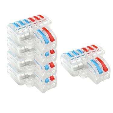 Imagem de barenx Conjunto de 5 conectores de fio de porca de alavanca de emenda terminal de fiação rápida para soquetes interruptores aplicações complexas de alto-falantes - LT-623 transparente