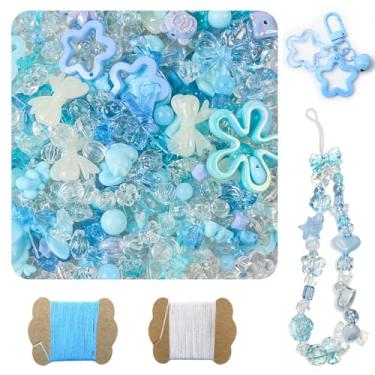 Imagem de Contas de acrílico sortidas de 500 g, 600 a 760 peças, contas fofas para fazer joias, 10 m, 0,8 mm, tira de nylon, flor, estrela, urso, arco, estética kawaii, berloques para pulseira, colar faça você