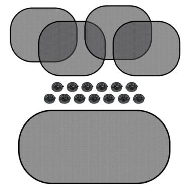 Imagem de HQRNYP 5 peças de persianas de janela de carro, para-sol de carro, capa de isolamento térmico de janela lateral e traseira do veículo com ventosa, proteção contra brilho do veículo e proteção contra