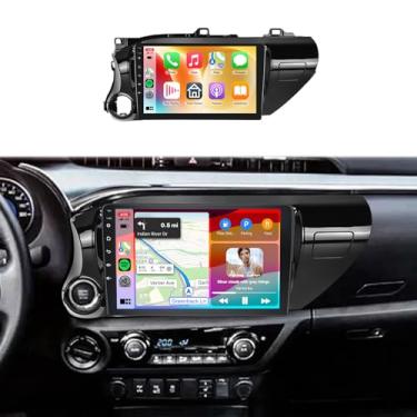 Imagem de Rádio estéreo 4 + 64 G para Toyota Hilux 2015-2020, tela sensível ao toque IPS de 10,1 polegadas/Android 13/Wireless CarPlay/Android Auto/DSP 32 EQ/Navegação GPS/WiFi/5.0Bluetooth/FM/RDS/SWC/AHD