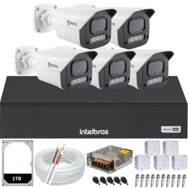 Imagem de Kit 5 Câmeras Full Color C/Áudio Dvr Intelbras 8 canais 1TB