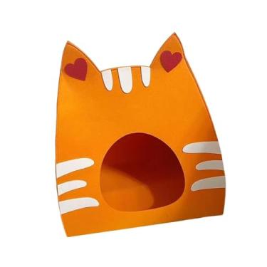 Imagem de ShengQuanHao Casinha para Gatos, Cama para Gatos, Toca para Gatos, Toca para Animais de Estimação, Dobrável com Aconchegante, Feita de Feltro, para Gatos P, Laranja