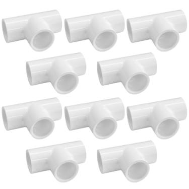 Imagem de LESSO Pacote com 10 acessórios em T de PVC de 1/5.1 cm, conectores de cotovelo de tubo de PVC de grau de mobiliário de 3 vias para prateleiras DIY, estufa, barraca, móveis, SCH40 branco