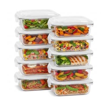 Imagem de Conjunto 10 Potes 640ml Vidro Hermético 4 Travas Marmita Refratario Fit Microondas Freezer