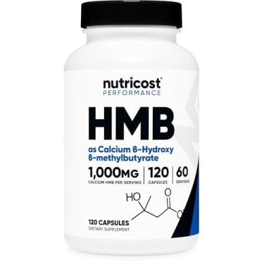 Imagem de Nutricost HMB (Beta-Hidroxi Beta-Metilbutirato) 1000mg (120 cápsulas) - 500mg por cápsula, 60 porções - Sem glúten e não OGM