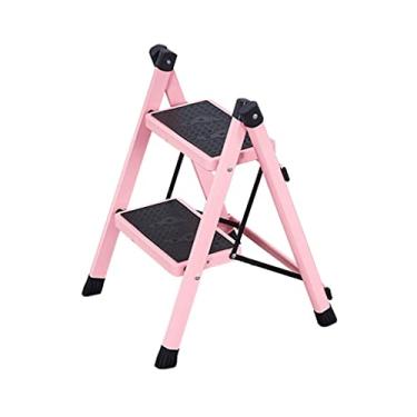 Imagem de Escadas dobráveis escadas pequenas escada de 2 degraus escada dobrável de um lado com pedal largo antiderrapante e suportes de reforço escada de metal resistente (cor: Escada K) (Escada C)