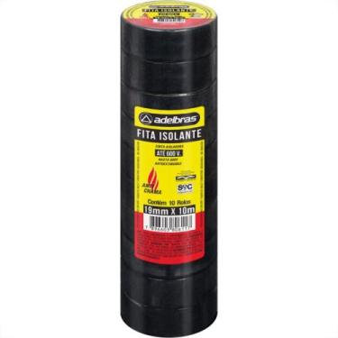 Imagem de Fita Isolante Adelbras 10Mx19Mm Preta - Kit C/10, Preto