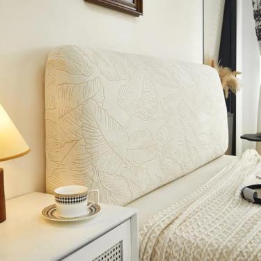 Imagem de Capas de cabeceira elásticas, capa de cabeceira, protetor à prova de poeira, tecido jacquard, fácil instalação lavável, para quarto principal, quarto de hóspedes, sala de estar - branco arroz||2 m