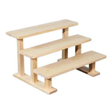 Imagem de KiBcsLic Expositor de figuras multifuncional para perfumes, organizador de armários e cosméticos, prateleira de armazenamento decorativa. Suporte de madeira, 3 Níveis 20cm