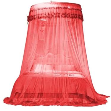 Imagem de Mosquiteiro de Teto Casal Gigante King/Queen – Sem Abertura Lateral, Renda Volta ao Mundo, Proteção Completa Contra Mosquitos(vermelho)