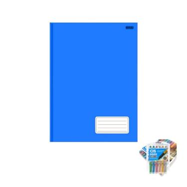 Imagem de Kit Caderno Brochurão 1 Matéria Capa Dura 96 Folhas + Caneta Trigel Metálica 1.0mm + Marcador Artístico Brush Metallic