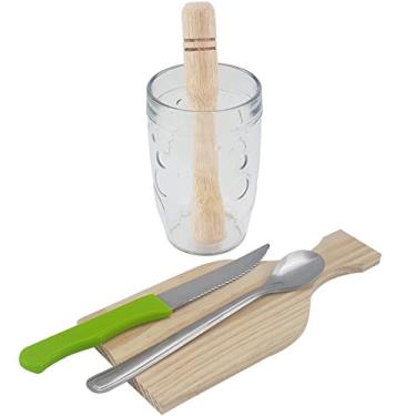 Imagem de Nacional 441095 Conjunto para Caipirinha Copo de Vidro Socador, 5 unidades