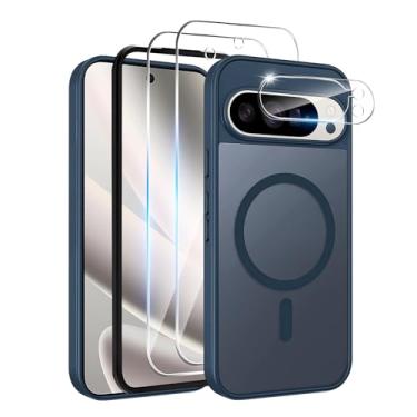 Imagem de Yskbilm Capa magnética para Google Pixel 10 Pro XL, com 2 protetores de tela e 1 protetor de lente de câmera, [militar à prova de choque] capa traseira fina para celular Google Pixel 10 Pro XL, azul