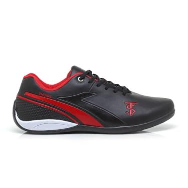 Imagem de THOWS Chuteira Masculina Futsal, Material Sintético e Têxtil, Acolchoada, Resistente, Casual Esportivo, Adulto (Preto Com Vermelho, BR, Adulto, Numérico, 39)