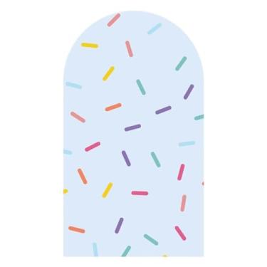 Imagem de Aerdce Capa de fundo de arco de confetes brilhantes com ajuste de elastano para decoração de festa de aniversário de casamento (apenas capa)