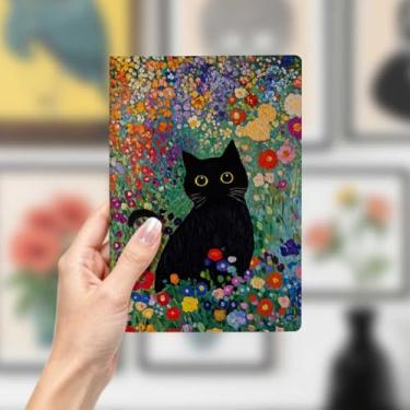 Imagem de Caderno de couro de gato, caderno A5 para anotações de escritório, agenda de 21 x 14,7 cm, agenda de viagem, presente para amantes de gatos, 11