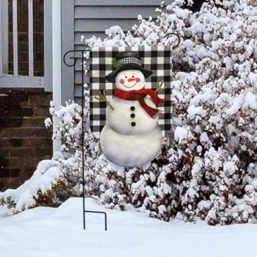 Imagem de Briarwood Lane Bandeira de jardim de serapilheira Happy Snowman