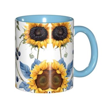 Imagem de Zeraoke Impressão de girassol canecas de café criativas, personalizadas, presente para família, tamanho 325 ml, unissex