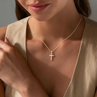 Imagem de Colar de cruz feminino, pingente em camadas, elegante, religioso, moderno, acessórios, presentes de amizade, presentes de Natal para mulheres, dia dos namorados