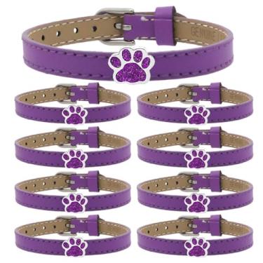 Imagem de Dreuyet 9 pulseiras de couro com estampa de pata para mulheres e homens, pulseira fofa com glitter, espiritual, semana, pulseira ajustável de poliuretano para dia de jogo, aniversário, Natal, joia