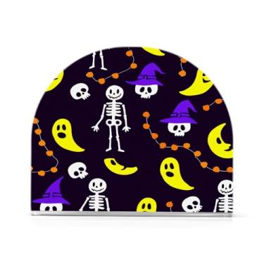 Imagem de Wassud Porta-guardanapos acrílico esqueletos fofos, dispensador de guardanapo de papel moderno em forma de U para mesa, cozinha, sala de jantar, bancada 1 peça (comporta 50-60 guardanapos)