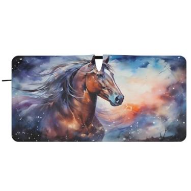 Imagem de CEBUGI Para-brisa de carro dobrável, para-sol, cavalo, carro, janela, sombras, guarda-chuva, pára-brisa dianteiro, para-sol para acessórios de carro, bloqueador solar refletivo, M