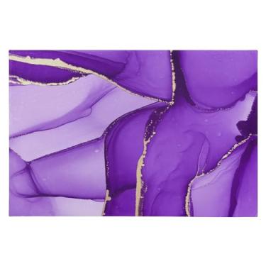 Imagem de CEBUGI Tapete de área 60 x 90 cm, macio, lavável, antiderrapante, com suporte de borracha, estampa de mármore roxo, para sala de estar, quarto, decoração de casa