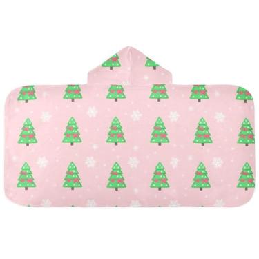 Imagem de Burbuja Toalha de banho com capuz de laço rosa para crianças, toalha de praia de pelúcia macia absorvente para chá de meninas e meninos 3-10 anos, 61 x 127 cm