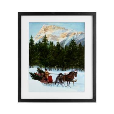 Imagem de Stupell Industries Sleigh Ride Carrying Trees Impressão emoldurada preta sob vidro, design por Wind River Studios, 40,6 x 33,5 cm
