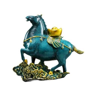 Imagem de Ｂｅｓｇａ Escultura de Cavalo, Escultura Animal, Estatueta Feng Shui, Ornamento de Mesa para Lareira, Azul