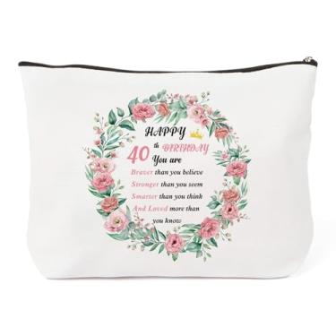 Imagem de LSVGSAK Ideias de presentes de aniversário de 40 anos para mulheres, bolsa de maquiagem engraçada, decorações de aniversário de 40 anos, presentes para irmãs, amigas, mãe, tia, esposa, mulheres