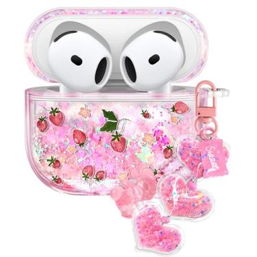 Imagem de Joyleop Capa protetora de silicone rígido para Airpods 4 para Airpods 4ª geração 2024 capa protetora de silicone rígido para Airpods 4ª geração 2024 capa com Keychian