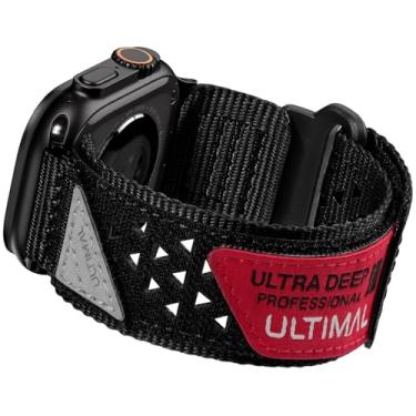 Imagem de ULTIMAL Compatível com Apple Watch 3/2/1 séries 11/10/9/8/7/6/5/4/SE2/SE3, pulseira de nylon com velcro, estrelas, listras, bandeira, 49 mm, 46 mm, 45 mm e 44 mm