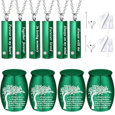 Imagem de Conjunto de 10 peças de urna de cremação para cinzas para compartilhamento de cinzas para humanos, adultos, mulheres, homens, mini urnas de lembrança, à prova d'água (10 peças verde)