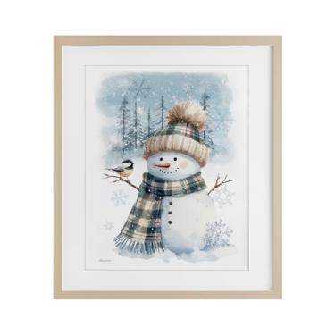 Imagem de Stupell Industries "Boneco de neve na cena de inverno", impressão emoldurada sob vidro, marrom, 13 x 16