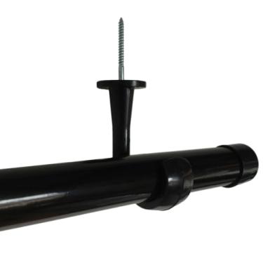 Imagem de Kit Varão de Cortina com Suporte de Teto 28mm (Preto, 3,00m)