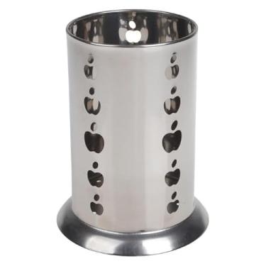 Imagem de Escorredor Porta Talheres em Aço Inox Organizador para Utensílios de Cozinha com Sistema de Drenagem (Maçã)