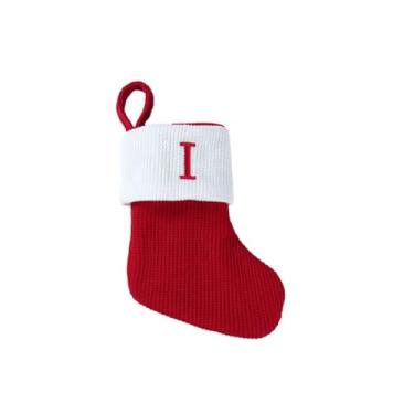 Imagem de Meias de Natal com iniciais, monograma grande de 23 cm, meia de Natal, decorações para pendurar na lareira para festa de família