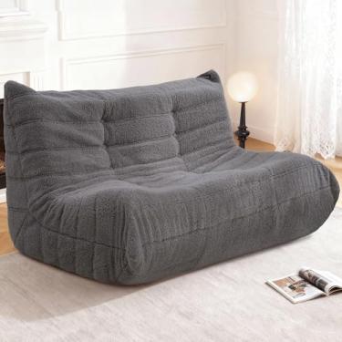 Imagem de Cansunna Bean Bag Loveseat Cadeira Big Sofa Beanbag Cadeira para Adultos Cadeira Fireside Puff Espreguiçadeira com Espuma de Memória para Casa, Apartamento ou Local de Jogos (DGY Teddy)