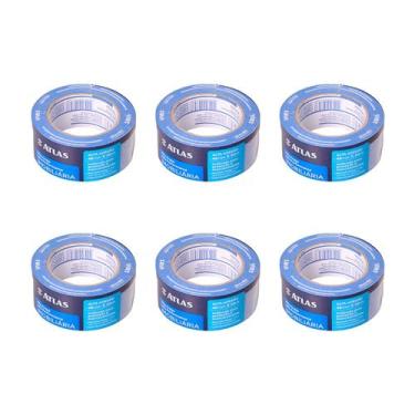 Imagem de Kit 6 Fita Crepe Imobiliária 48mm x 50m Atlas Larga Azul Pintura Profi