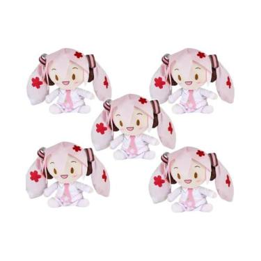 Imagem de Boneca De Pelúcia Hatsune Miku De 20cm, Anime Sakura Snow Miku Sentada